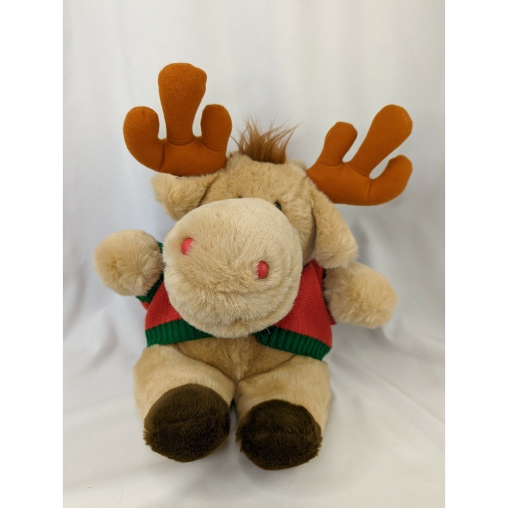 AMC Reindeer Moose‎ Plush 15 Inch Christmas Sweater 1985 Stuffed Animal Toy